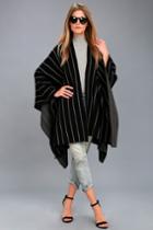 Lulus | Montreal Grey And Black Striped Poncho
