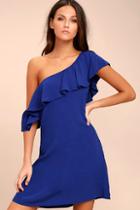 Astr The Label Marisol Royal Blue Off-the-shoulder Dress
