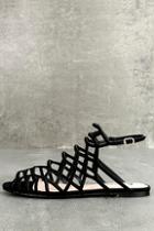 Gc Shoes Ansley Black Suede Gladiator Sandals