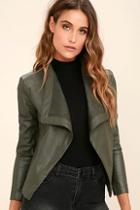 Bb Dakota Peppin Olive Green Vegan Leather Jacket