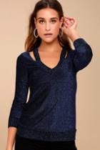 Black Swan | Tori Royal Blue Sweater Top | Size Large | Lulus