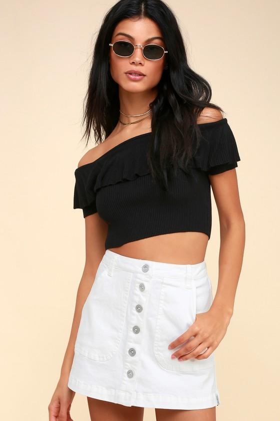 Rhythm Daybreak White Denim Button-up Mini Skirt | Lulus