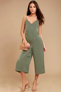 Lulus Elisa Olive Green Midi Jumpsuit