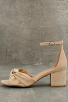 Wild Diva Lounge Lalita Natural Suede Ankle Strap Heels