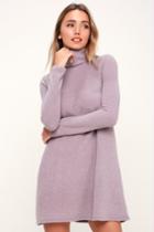 Alaina Dusty Lavender Long Sleeve Turtleneck Sweater Dress | Lulus
