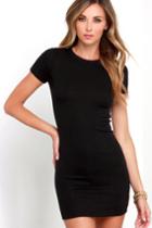 Lulus | Hey Good Lookin' Short Sleeve Black Dress | Size Large