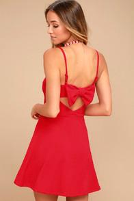 Just Me Get To Bow Me Red Skater Dress
