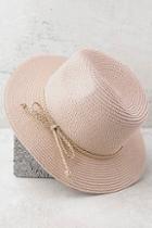 Lulus Love At Sunset Blush Pink Straw Fedora Hat