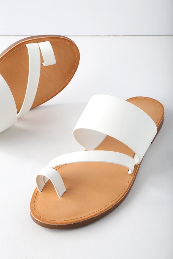 Soda Avena White Flat Sandal Heels | Lulus