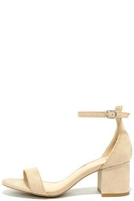 Lulus Harper Natural Suede Ankle Strap Heels