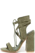 So Me Share A Smile Olive Suede Lace-up Heels | Lulus