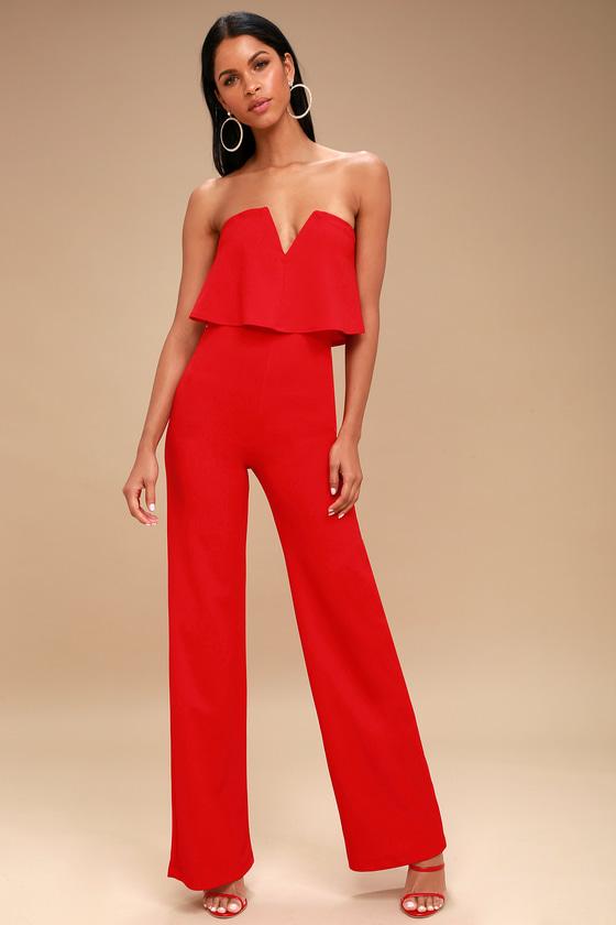 Power Of Love Red Strapless Jumpsuit | Lulus