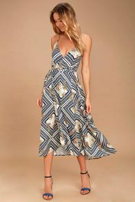 O'neill Leelee Light Beige Print Wrap Dress