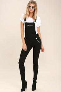 Cheap Monday Cheap Monday Zip Black Denim High-waisted Overalls