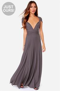 Lulus Exclusive Tricks Of The Trade Dark Grey Maxi Dress