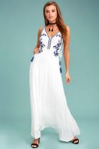 Lulus Coastal Breeze White Embroidered Maxi Dress