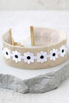 Vanessa Mooney Dolly Beige Velvet Embroidered Choker Necklace