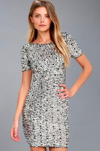 Lulus Nights On Broadway Silver Sequin Bodycon Dress