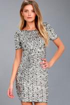 Lulus Nights On Broadway Silver Sequin Bodycon Dress