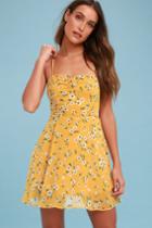 Daisies Go By Mustard Yellow Floral Print Dress | Lulus