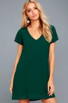 Lulus | Freestyle Forest Green Shift Dress | Size Medium | 100% Polyester
