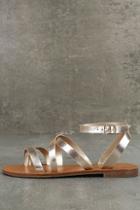 Breckelle's Sonata Champagne Flat Ankle Strap Sandals