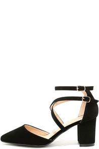 Glaze Gwen Black Nubuck Ankle Strap Heels