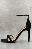 Anne Michelle | Akira Black Nubuck Ankle Strap Heels | Size 5.5 | Vegan Friendly | Lulus