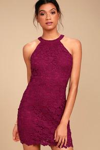 Lulus Love Poem Magenta Lace Dress