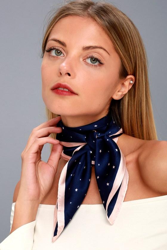 Lulus | Celestial Cutie Navy Blue Star Print Scarf