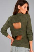 Jack By Bb Dakota | Percival Olive Green Backless Sweater | Size Large | Lulus