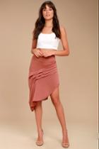 The Fifth Label | Cue The Beats Rusty Rose Asymmetrical Skirt | Size X-small | Pink | 100% Polyester | Lulus