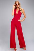 Thinking Out Loud Red Backless Jumpsuit | Lulus