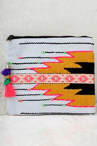 Lulus Santa Fe Sun Beige Embroidered Clutch