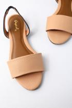 Qupid Madora Toffee Beige Snake Print Slingback Flat Sandal Heels | Lulus
