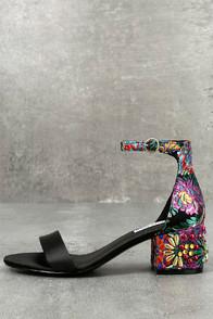 Steve Madden Inca Bright Multi Brocade Ankle Strap Heels