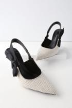 Tony Bianco Evita Black And White Slingback Pointed Toe Pumps | Lulus