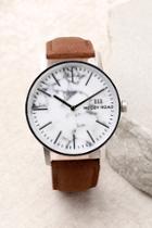 Mccoy Road Ten40 White Marble And Brown Leather Watch
