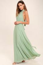 Lulus First Comes Love Sage Green Maxi Dress