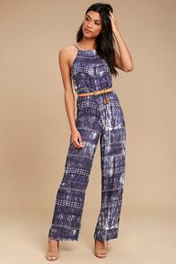 Lucy Love Gangsta Of Love Indigo Print Jumpsuit