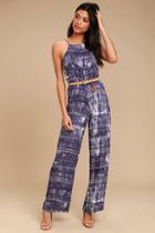 Lucy Love Gangsta Of Love Indigo Print Jumpsuit