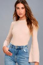Lulus Idolized Love Blush Bell Sleeve Sweater Top
