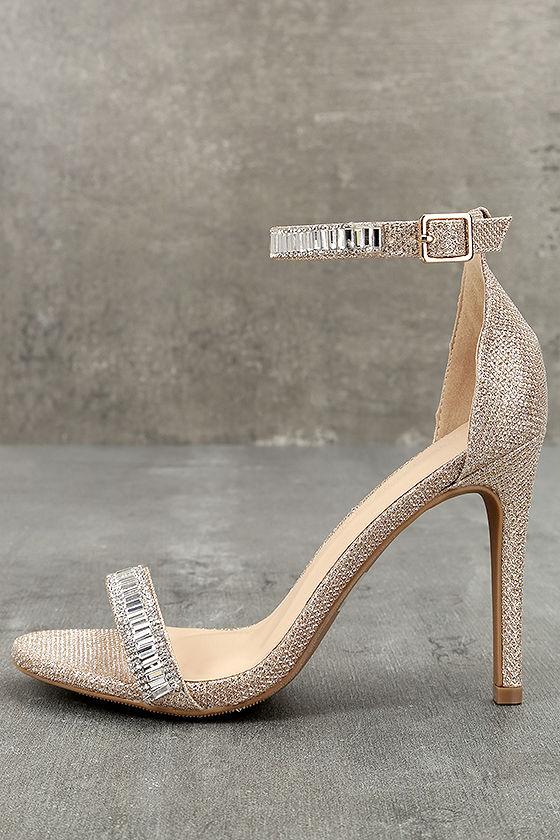 Wild Diva Melodie Rose Gold Ankle Strap Heels | Lulus