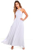 Lulus | Air Of Romance Grey Maxi Dress | Size X-small | 100% Polyester