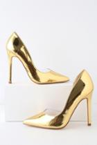 Liliana Issie Gold Patent D'orsay Pumps | Lulus