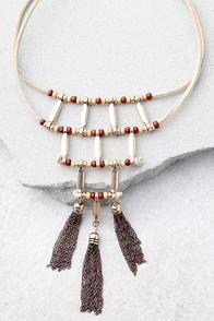 Lulus Plentiful Rust Red And Beige Choker Necklace