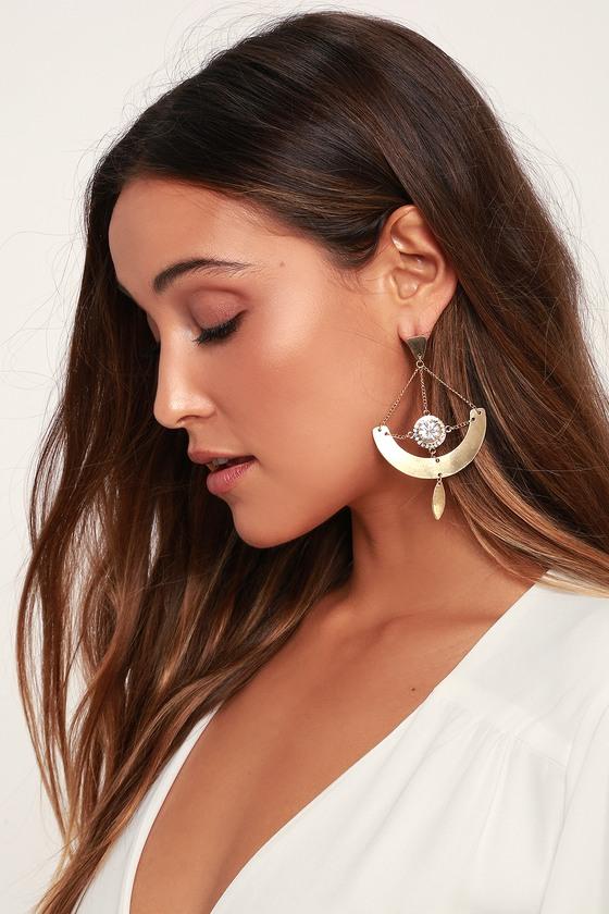 Mercer Gold Rhinestone Earrings | Lulus