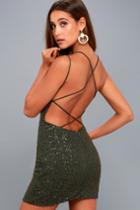 Nbd Nimah Olive Green Beaded Backless Dress | Lulus