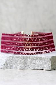 Lulus Endless Harmony Burgundy Choker Necklace
