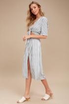 Plein De Vie Grey Striped Two-piece Midi Dress | Lulus